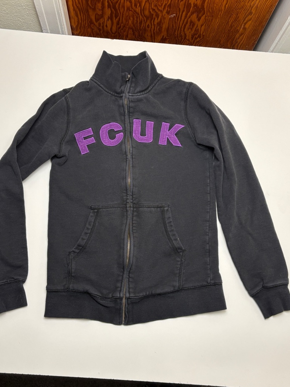Vintage Y2K FCUK French Connection United Kingdom Embroidered Zip Up Size XS